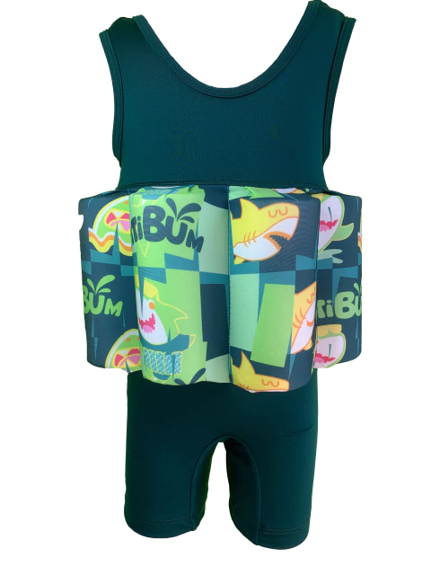 Roupa Flutuante - Bóia Infantil - Shark verde - camiseta