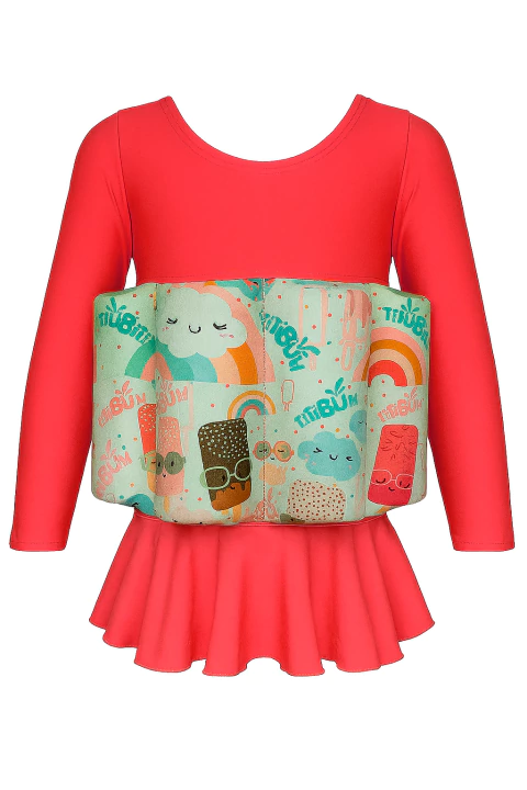 Roupa Flutuante - Bóia Infantil - Picolé Pessego - Manga Longa - comprar online