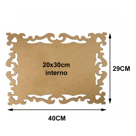 Kit com 3 Molduras mdf Ret Coração Tam:40x29cm Cod:kitplm014