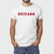 Camiseta masculina de algodão branca com estampa "Chicago" em vermelho