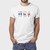 Camiseta masculina de algodão branca com a palavra "USA" estampada na frente.