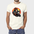Camiseta masculina de algodão MotoClub Premium Off White com estampa de macaco pilotando moto