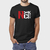Camiseta masculina preta de algodão com estampa New York City em vermelho e branco