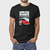 Camiseta masculina preta de algodão com estampa do VW Beetle vermelho