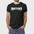Camiseta masculina preta de algodão com estampa "Vancouver" em branco
