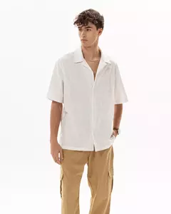 CAMISA LINO BLANCA MANGA CORTA