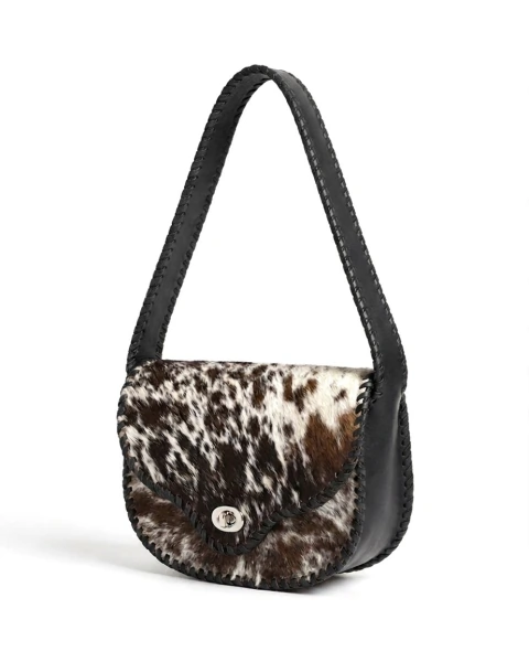 Gazella tiento shoulder bag - pelo + cuero negro