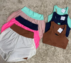 Conjunto Short duplo Corta Vento - Arco-íris Moda Fitness