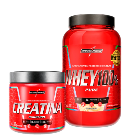 Whey 100% 900g + Creatina 300g Integral Médica