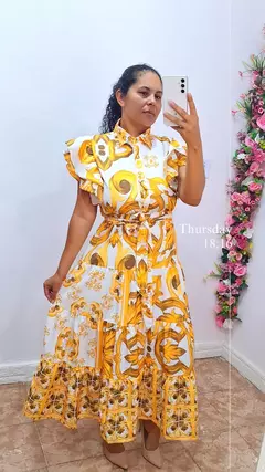 Vestido floral max cetim - comprar online
