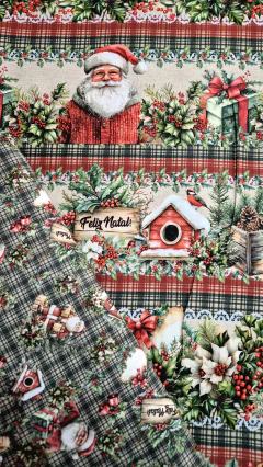 Tricoline Digital Xadrez Natal Gentil - 50 x 150cm na internet