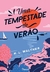 Capa do livro "Uma Tempestade de Verão" de K. L. Walther, com ilustrações coloridas de flores, um sol radiante e um barco no mar.