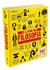 Capa do livro "O Livro da Filosofia" com fundo amarelo, título em destaque, e ilustrações relacionadas à filosofia.