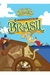 Capa do livro "As aventuras de Caramelo: O descobrimento do Brasil - vol. I", mostrando um cachorro animado e um personagem em um barco, com navios ao fundo.