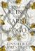 Capa do ebook "Um Reino de Carne e Fogo": duas espadas cruzadas sobre fundo claro com folhas douradas e anéis dourados. Visual elegante e mitológico.