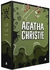 Box da Coleção Agatha Christie com três livros: "A maldição do espelho", "Cem gramas de centavo" e "Nêmesis". Capa em tons de verde com ilustrações de pegadas e elementos de mistério.