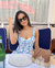 Vestido Midi de Laise Azul e Off-White Caterina Off-White na internet