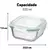 POTE DE VIDRO HERMETICO QUADRADO 520ML - comprar online