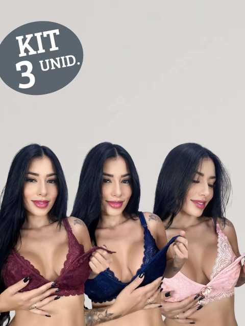 Kit 3 Unidades Sutiãs Renda
