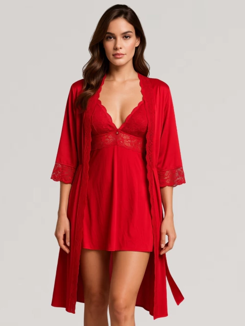 Kit Camisola Paula Feminina com Robe