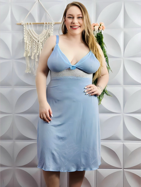 Camisola Amamentação Plus Size em Microfibra e renda - comprar online