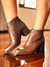 Bota Cano Baixo Bottero Couro Burnish Wood Feminino