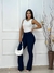 Calça Flare Cintura Alta com Bolso e Cinto Mesmo Tecido na internet