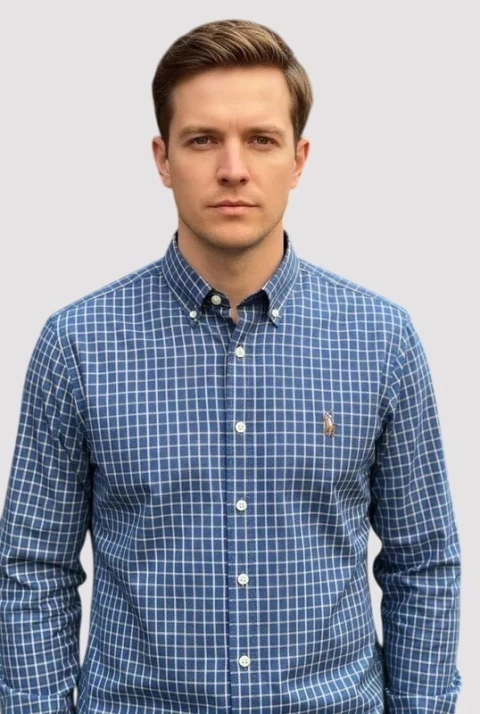 CAMISA RL XADREZ AZUL CARBONO AMARELA CLD - comprar online