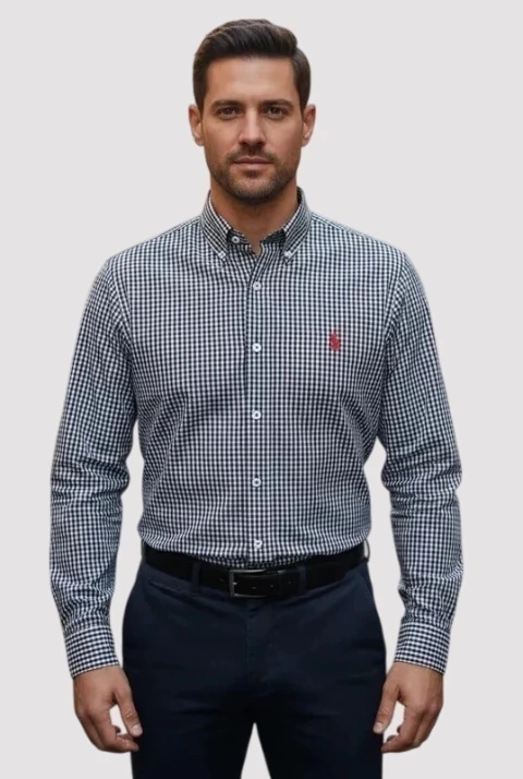 CAMISA RL XADREZ CINZA PRETA ICON VERMELHO - comprar online