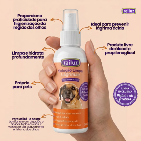 Limpa lágrimas ácida solução para Pets 120ml - Linha MATUÊ