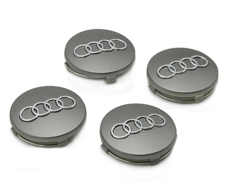 Jogo 04 Calota Miolo Tampa Centro Roda Audi A3 A4 A6 Q3 Q7 60mm Cinza