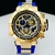 Primeira Linha Subaqua - dourado, azul e amarelo - Pulseira de borracha - À PROVA D' ÁGUA - cod100