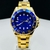 1ª Linha Submariner 4 ponteiras - dourado e azul - Pulseira de aço - À PROVA D'ÁGUA - cod65