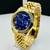 Linha Diamante Day Date Números romanos- dourado e azul - Pulseira Jubileu de aço - À PROVA D'ÁGUA - cod90 - comprar online