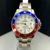 1ª Linha Submariner PQ - prata, vermelho, azul e branco - Pulseira Oyster de aço - À PROVA D'ÁGUA - cod65