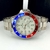 1ª Linha Submariner PQ - prata, vermelho, azul e branco - Pulseira Oyster de aço - À PROVA D'ÁGUA - cod65 - ML Joia