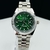 Primeira Linha Date Just - prata e verde fundo floral - Pulseira Presidente de aço - À PROVA D'ÁGUA - cod60 - comprar online