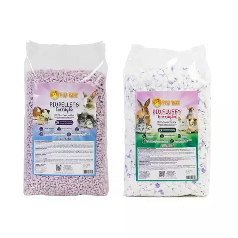 Kit PIU Pellets 1,7kg + PIU Fluffy 450g Forração para Roedores e Coelhos PIU BOX - comprar online