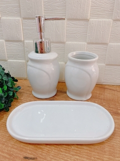 Jogo de Lavabo Cerâmica Válvula Prata