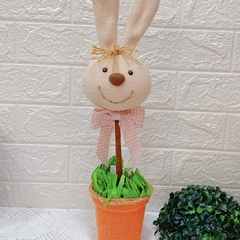 Vaso Cabeça Coelha com Laço Rosa