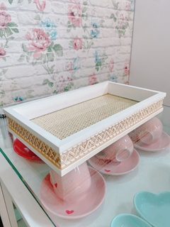 Bandeja de Madeira Sisal com Vidro - comprar online