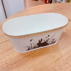 Cachepô de Metal Branco