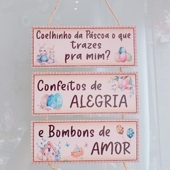 Jogo com 3 Placas Cordas Coelho Confeitos