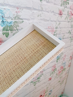 Bandeja de Madeira Sisal com Vidro - A Casa Delas Home Décor