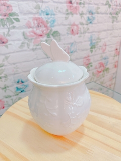 Açúcareiro Branco Porcelana Butterfly