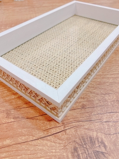 Bandeja de Madeira Sisal com Vidro