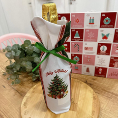 Porta Vinho de Tecido Feliz Natal