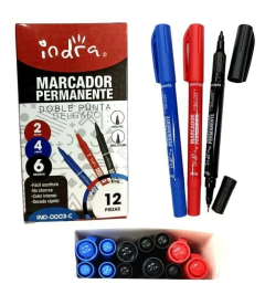 Marcador Permanente Doble Punta Mixto Indra Ind-0003C (Pq C/12 Pzas) <IND>