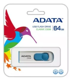 Memoria USB 64 GB Blanco/Azul Retráctil Adata <ADA>