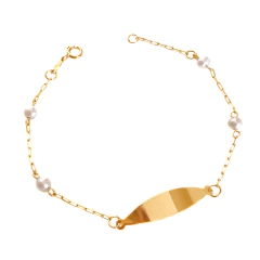 Pulseira Infantil Chapinha C/ Pérolas Bebê Criança Ouro 18k 750 Legítimo - comprar online